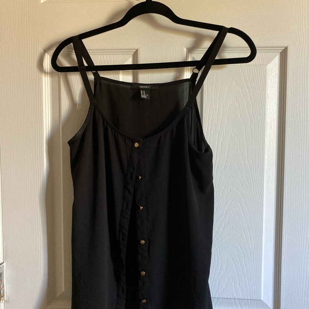 Forever 21 Black Camisole with Button Detail